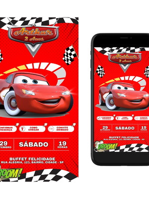 Convite digital interativo carros mc queen com links