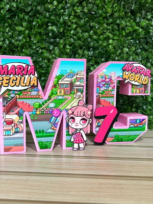 Letras e números 3d personalizados avatar world
