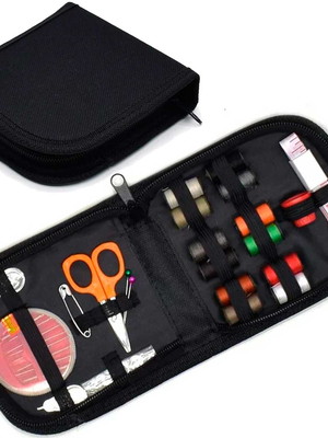 Kit de costura com estojo de tecido/ziper mod.f com 10 itens