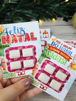 Cartão com chiclete personalizado - lembrança natal