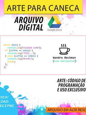 Arte digital para caneca - código de programação