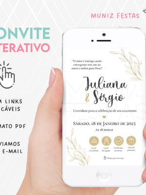 Convite digital interativo casamento dourado