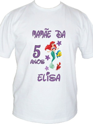Kit com 2 camisetas personalizadas da princesa ariel