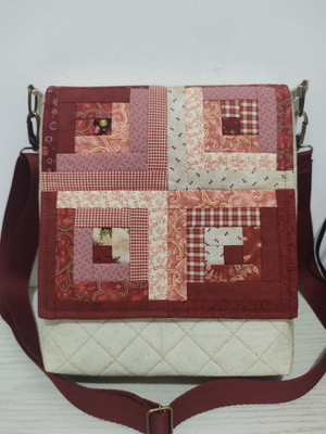 Bolsa patchwork log cabin
