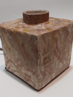 Luminária decorativa cubo cimento mesclado