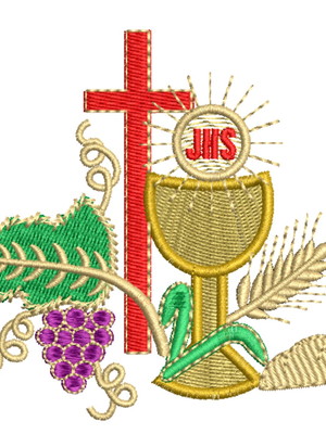 Matriz de bordado calice uva trigo pão e cruz cód 01151