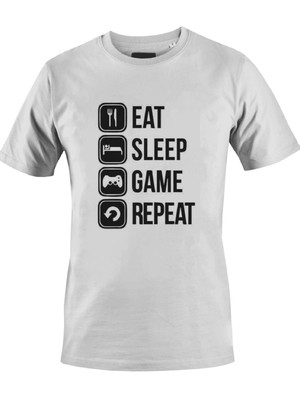 Camisa camiseta eat sleep game repeat gamer