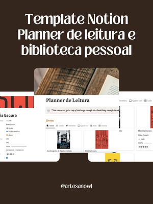 Template notion - planner de leitura e biblioteca pessoal