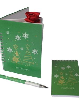 Bloquinho caderno e caneta de natal 4 unidades