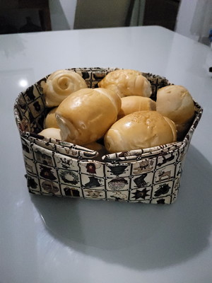Cesta quadrada de pão patchwork grande