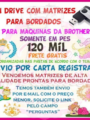 Matriz bordado pes c/ 120 mil no pen drive kit