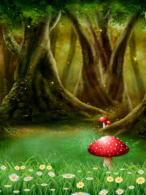 Painel tecido sublimado 3d floresta encantada 060 3x2m