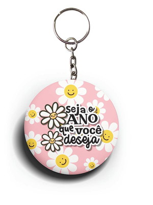 Chaveiro personalizado de alumínio seja o ano novo deseja