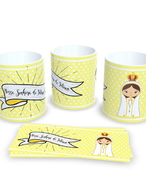 Caneca porcelana personalizada santos catolico sª de fatima