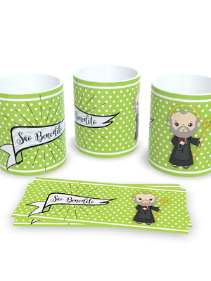 Caneca porcelana personalizada santos catolico são benedito