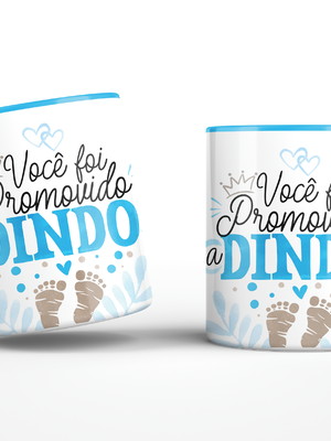 Caneca alça e interior azul promovido a dindo