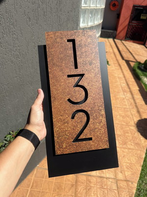 Número para casa acm com acm corten - 3 dígitos 20x40