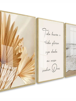 Quadro decorativo abstrato com frase moldura e vidro
