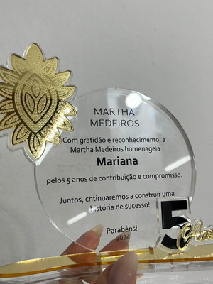 Troféu placa de homenagem para premiação