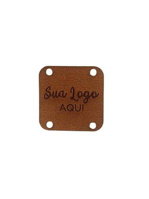 Etiquetas couro sintético personalizada quadrada 2,5x2,5cm