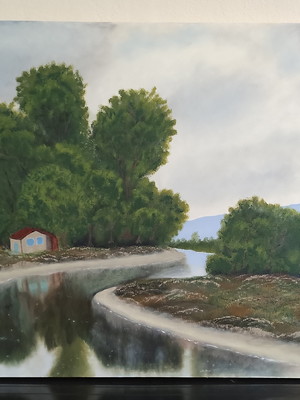 Quadro pintura a óleo paisagem sereníssima 50x70cm