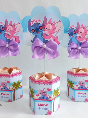 Centro de mesa lilo e stitch-enfeite de mesa lilo e stitch