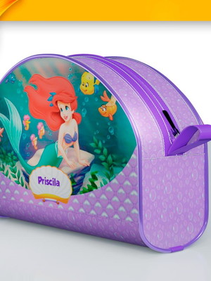 Necessaire pequena sereia ariel 16cmx10cm