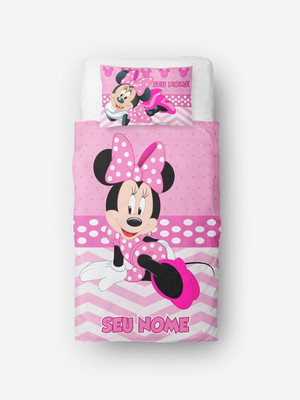 Cobre-leito minnie solteiro personalizado