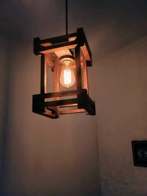 Lustre luminária de teto rústico d madeira com lâmpada retro