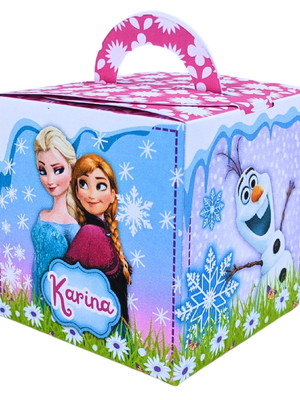 Kit 20 caixinha frozen cubo com alça personalizada