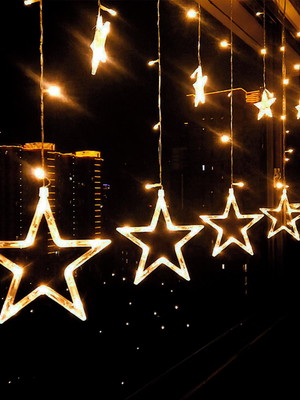 Cascata 138 leds estrela para decoração natalina 220v