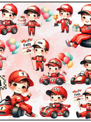 Kit digital formula 1 vermelho menino png