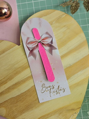 Card com mini lixa- boas festas