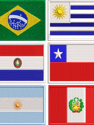 Kit patch bordado bandeira paises 7cmx5cm cad -motociclista