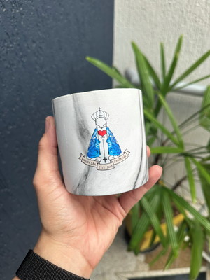 Vaso de cerâmica com adesivo transfer