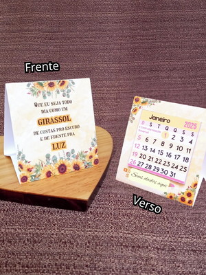Mini calendário de mesa 2025 personalizado girassol
