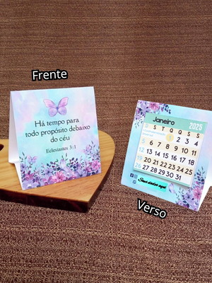 Mini calendário de mesa 2025 personalizado floral