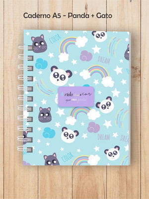 Caderno panda e gato fofo