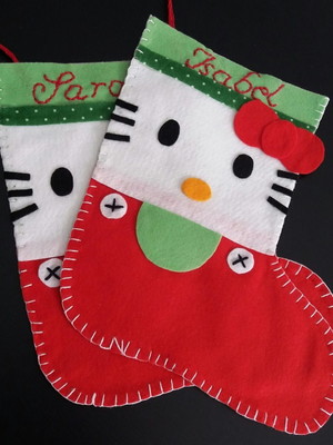 Bota decorativa de natal - hello kitty - feltro