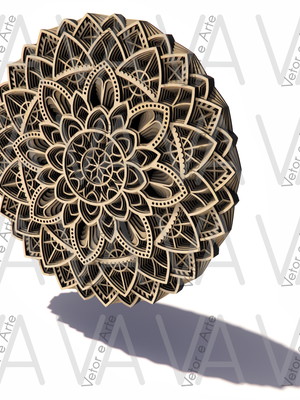 Vetor, mandala fiore d?montagna, cnc laser