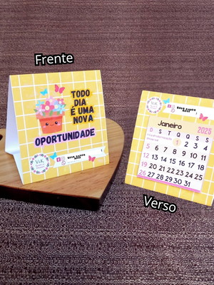 Mini calendário de mesa 2025 personalizado amarelo