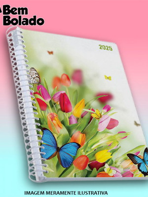 Agenda 2025 flores coloridas em desenho personalizada