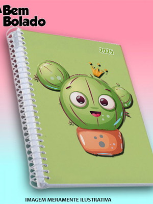 Agenda 2025 cacto com coroa desenho suculenta verde