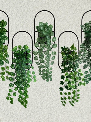 3 plantas artificiais folhagem de hera para vasos suspensos