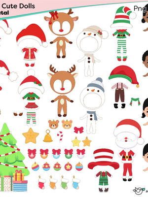 Cute paper dolls natal_bonecas de papel_troca roupinhas