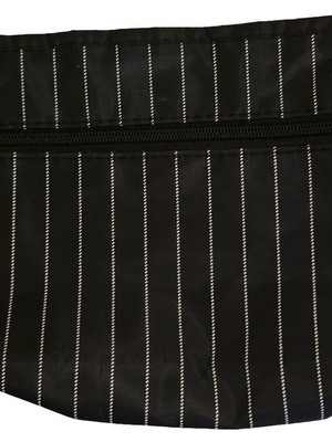 Bolsa necessaire preta listrada c/ 2 fechos de zíper