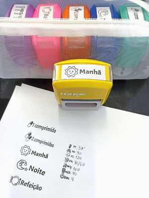 Kit 18 carimbos personalizados + 3 estojos