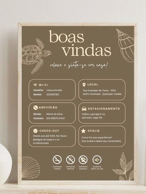 Regras e boas-vindas airbnb: digital editável - vibe praiana