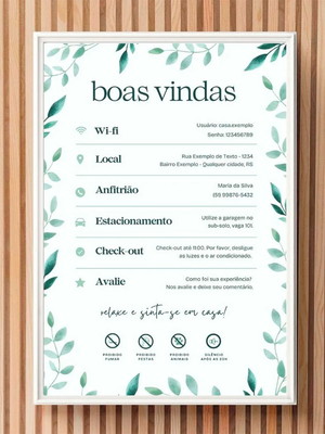 Regras e boas-vindas airbnb: digital editável- vibe tropical
