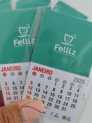 100 mini calendários com imã 2025 personalizado